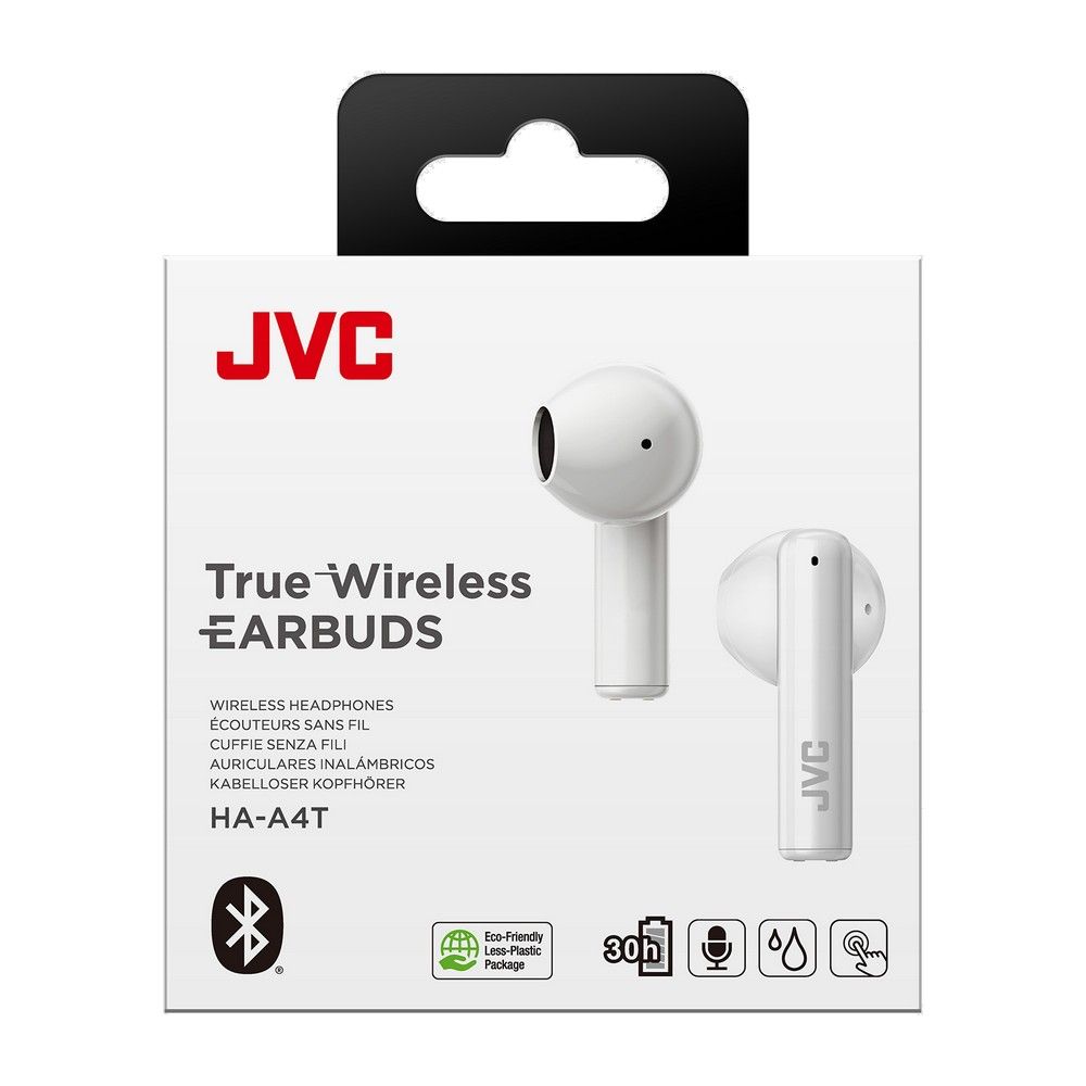 JVC HA-A4T Wireless earbuds with comfortable sound and long-lasting playtime White
