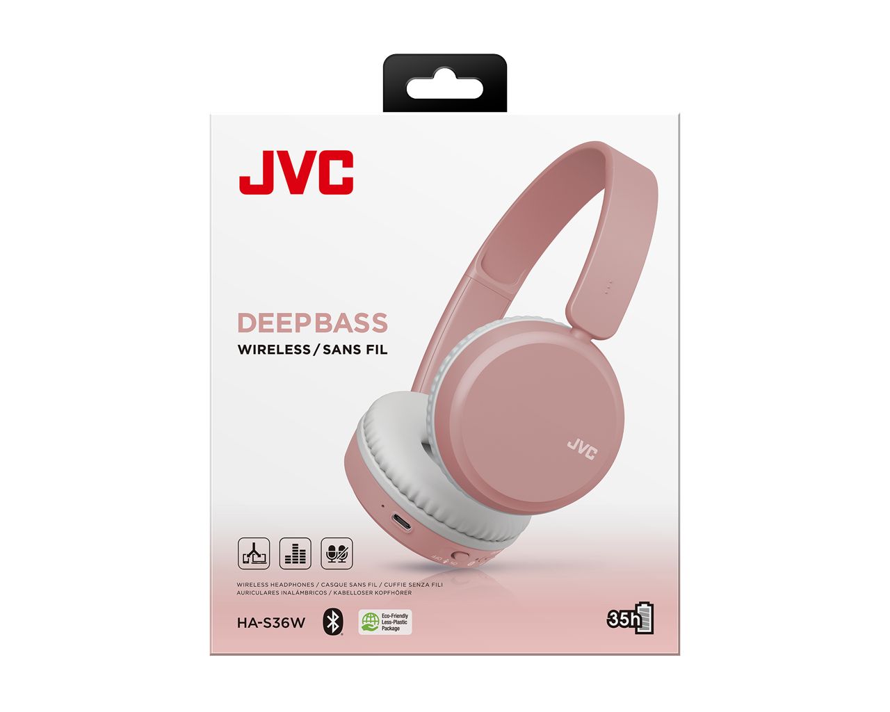 JVC HA-S36W Foldable Bluetooth on-ear Headphones Pink