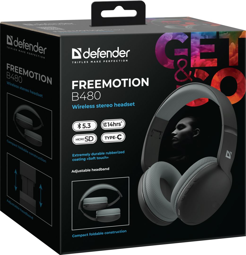 Defender FreeMotion B480 Wireless stereo headset Black