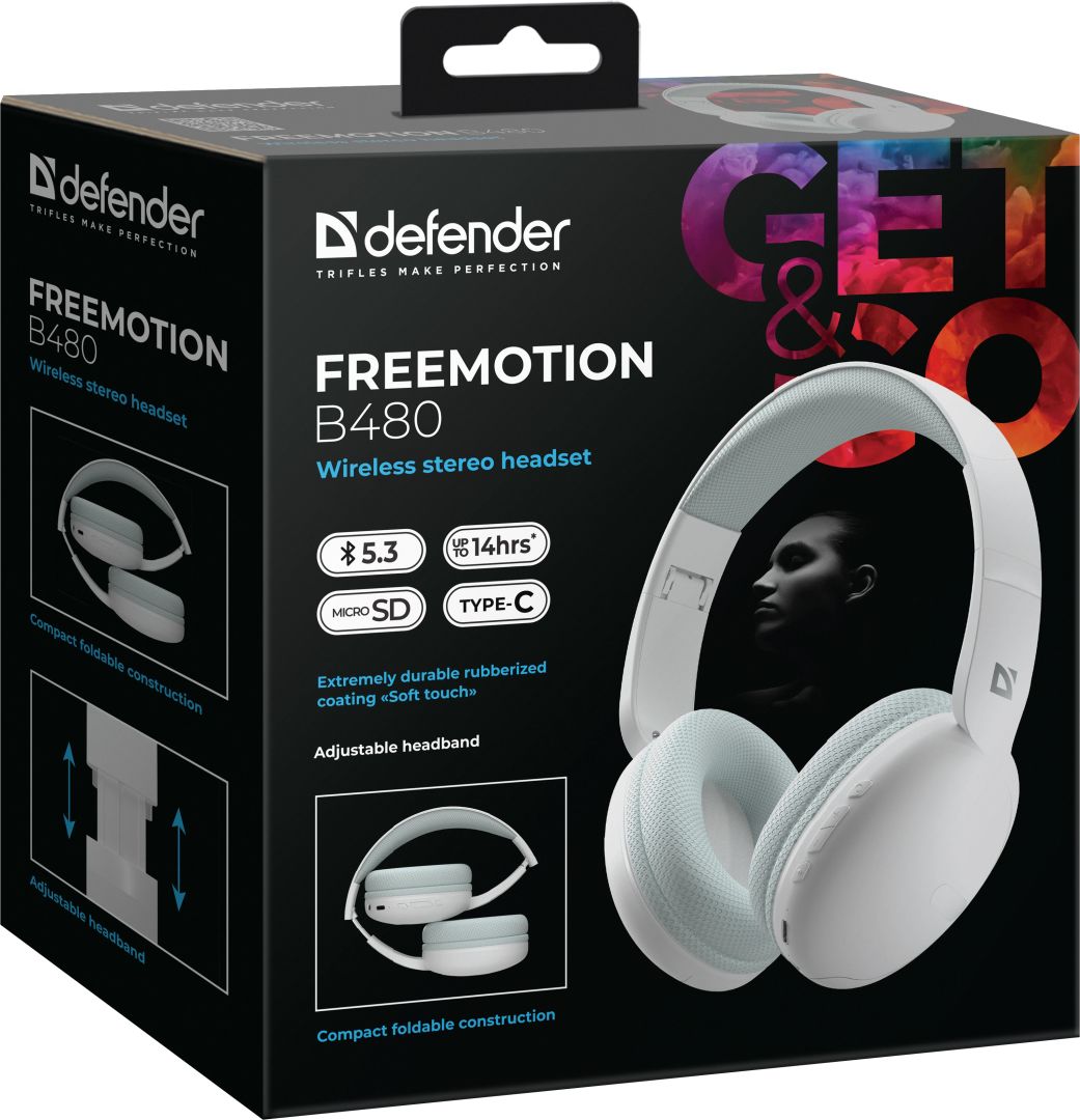Defender FreeMotion B480 Wireless stereo headset White