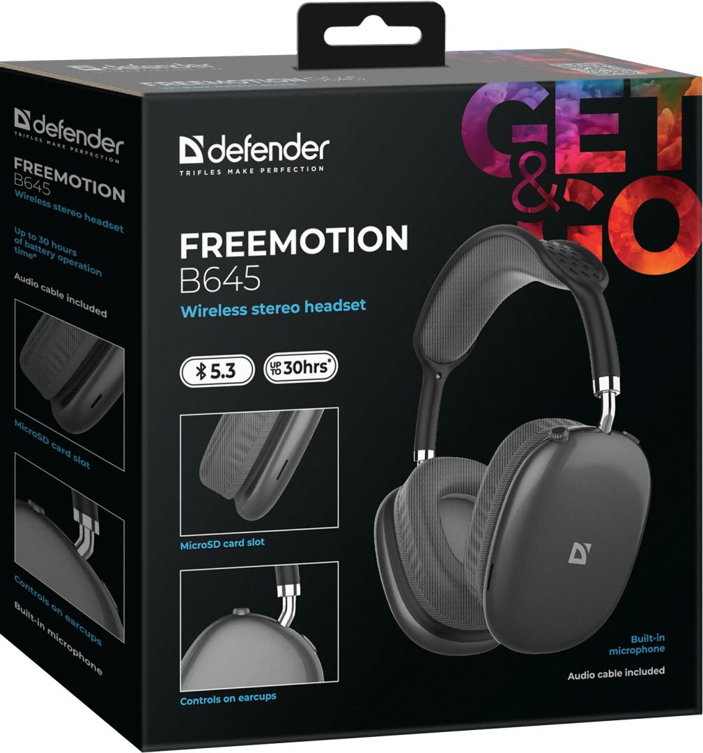 Defender FreeMotion B645 Wireless stereo headset Black