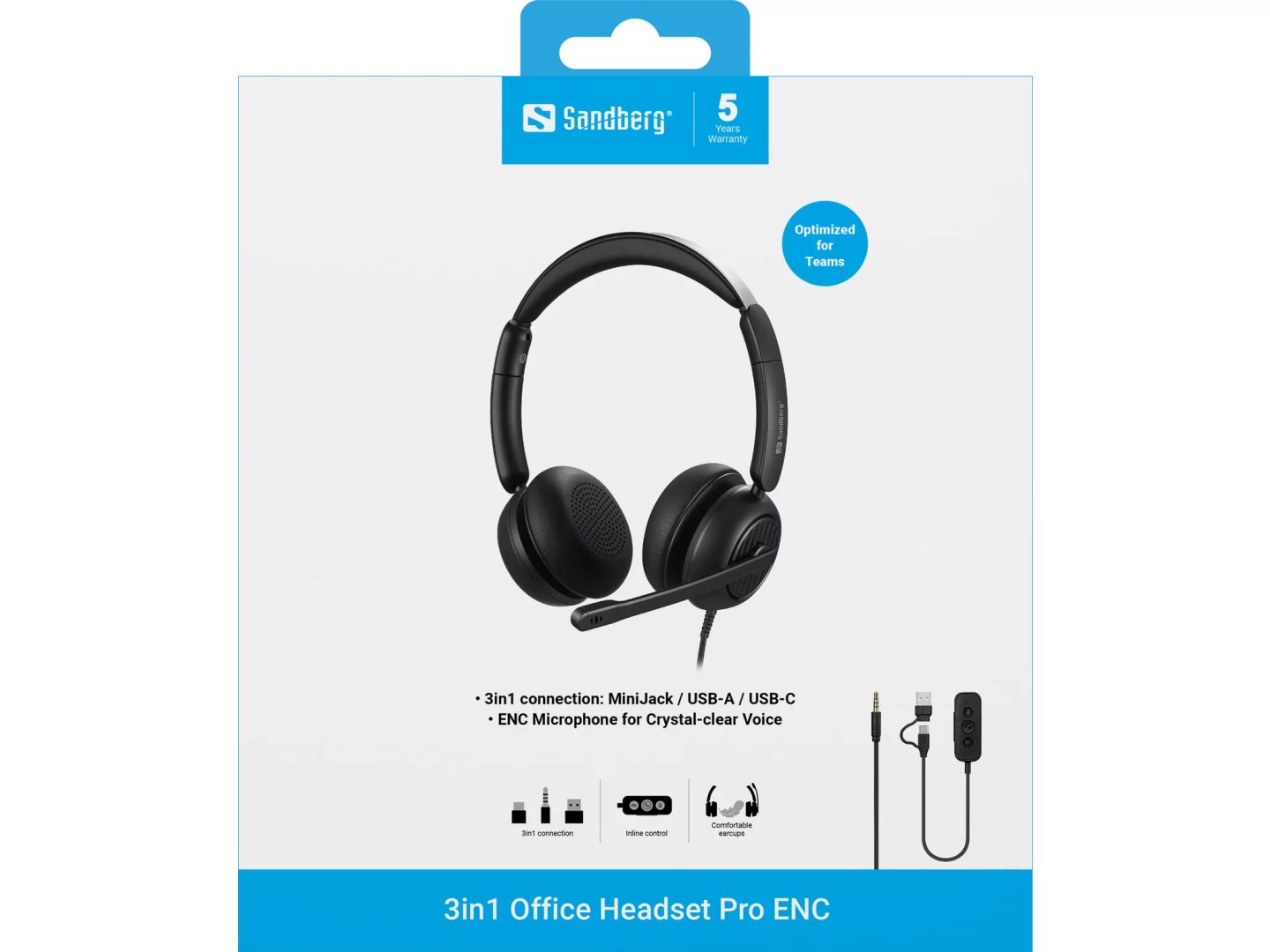 Sandberg 3in1 Office Headset Pro ENC Black