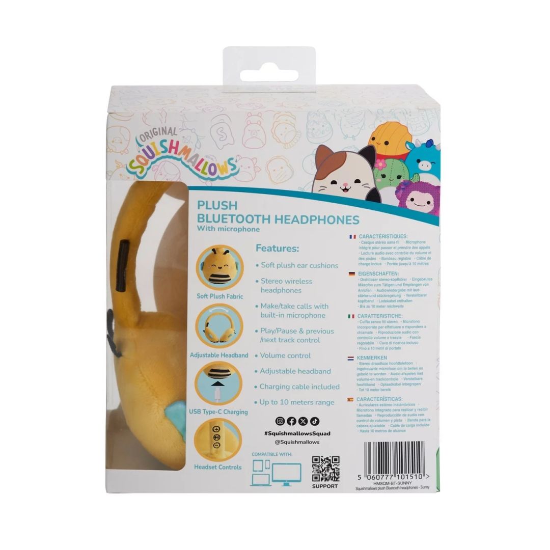 Lazer Built  Squishmallows Sunny Portable Bluetooth Headset Yellow