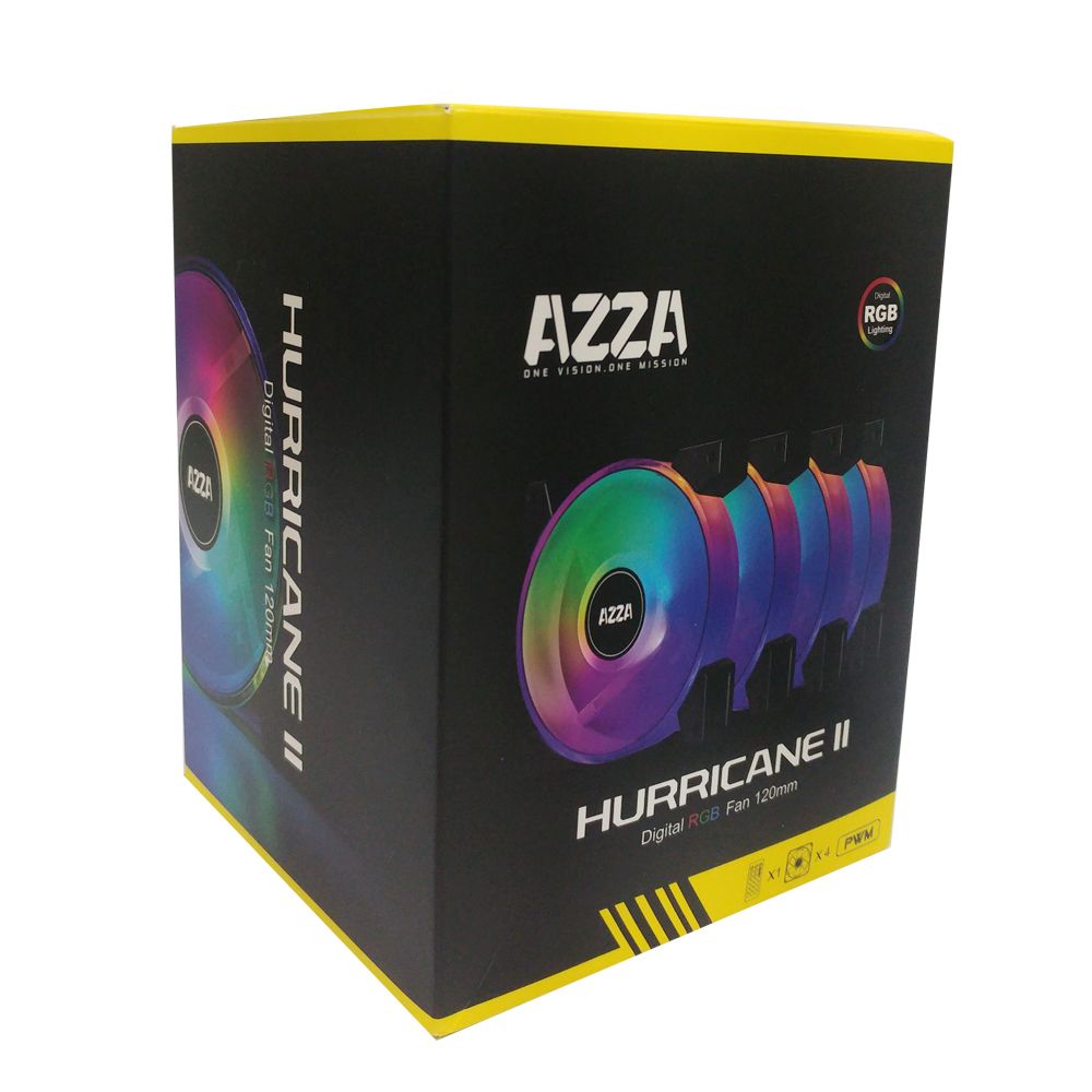 AZZA Hurricane II Digital RGB Fan 4x120mm + RF Remote control