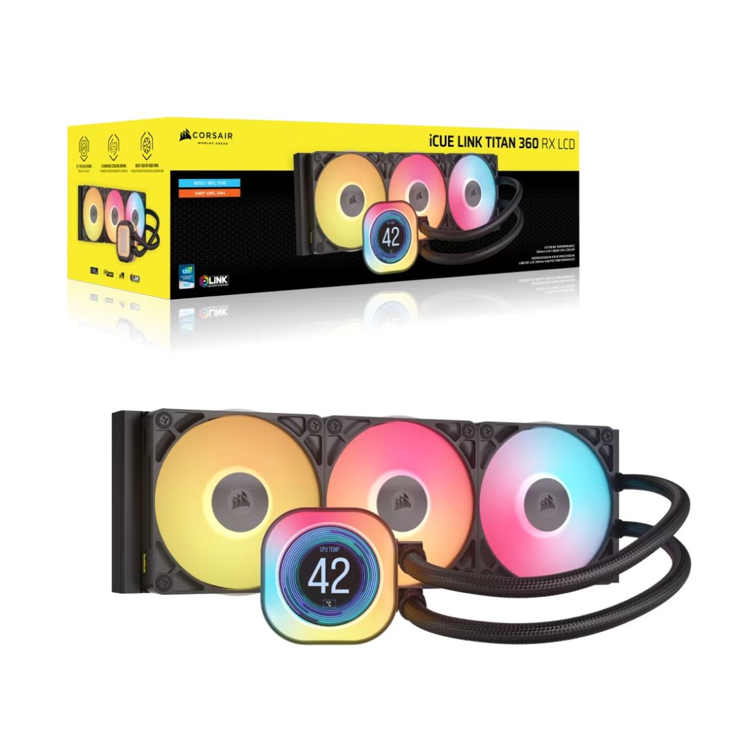 Corsair iCUE LINK TITAN 360 RX LCD Liquid CPU Cooler Black
