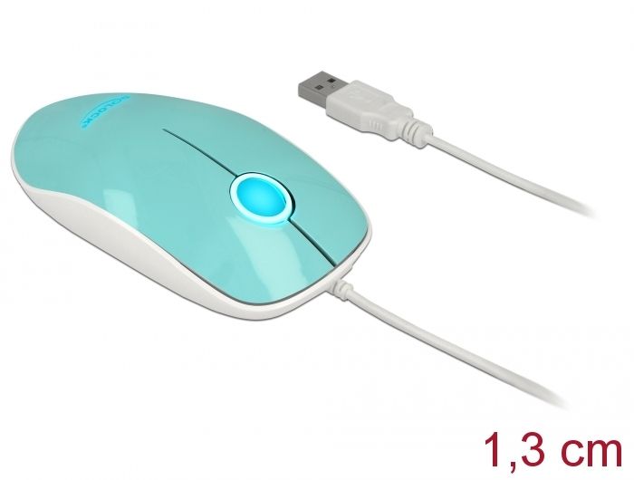 DeLock Optical 3-button LED Mouse USB Type-A Turquoise