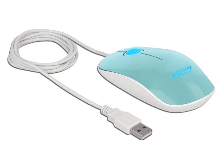 DeLock Optical 3-button LED Mouse USB Type-A Turquoise