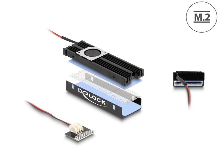 DeLock Heat sink with Fan for M.2 SSD 2280 Black
