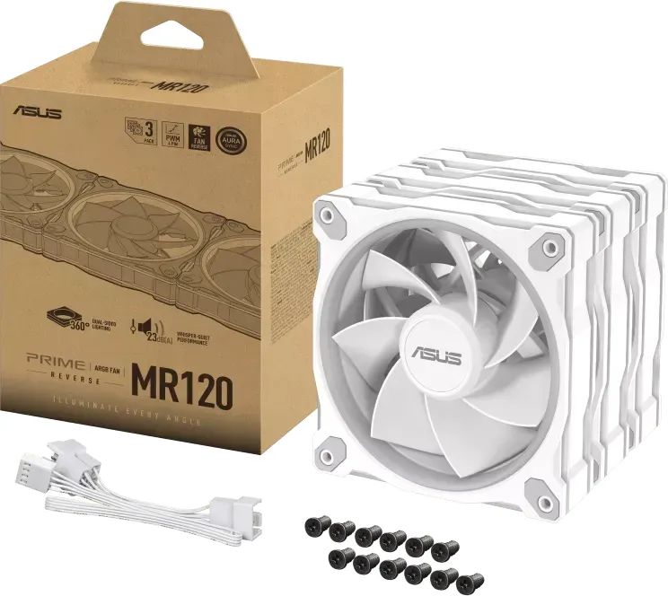 Asus Prime MR120 ARGB Reverse Fan White Triple Pack 