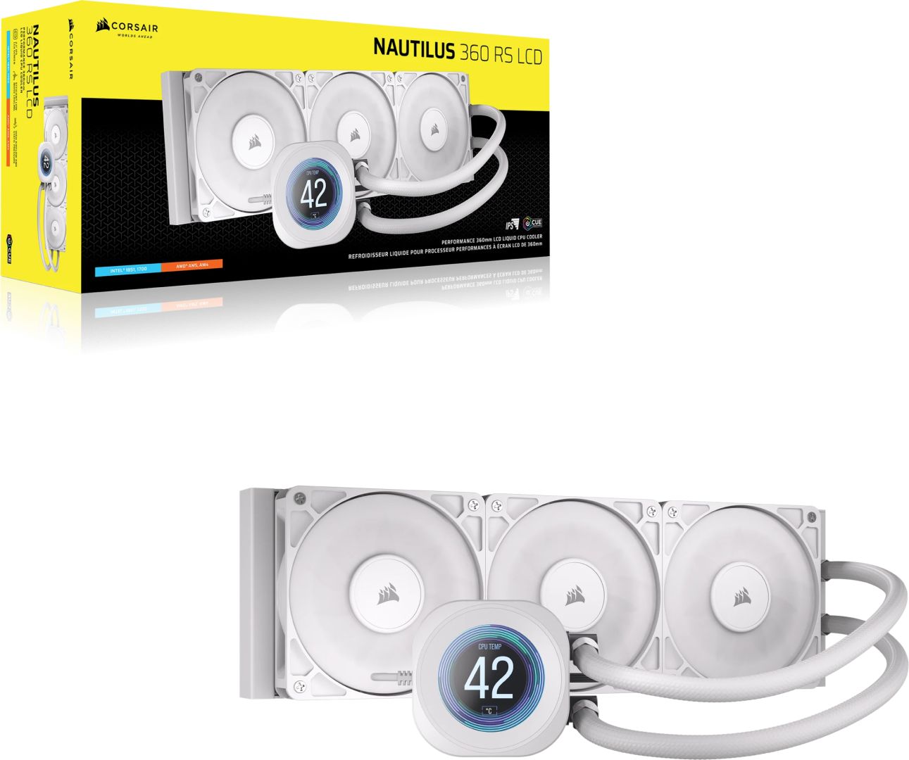 Corsair Nautilus 360 RS LCD Liquid CPU Cooler White