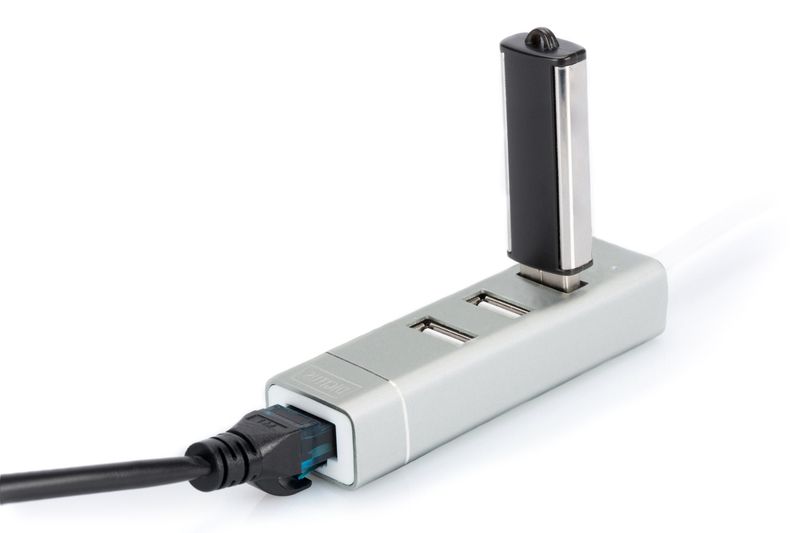 Digitus DA-70253 USB Type-C 3-Port Hub + Fast Ethernet LAN Adapter