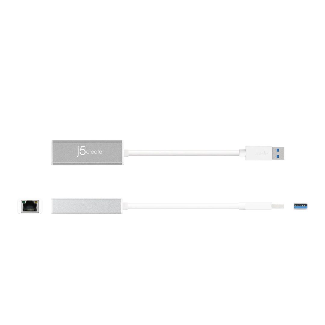 j5create JUE130 USB3.0 Gigabit Ethernet Adapter Silver