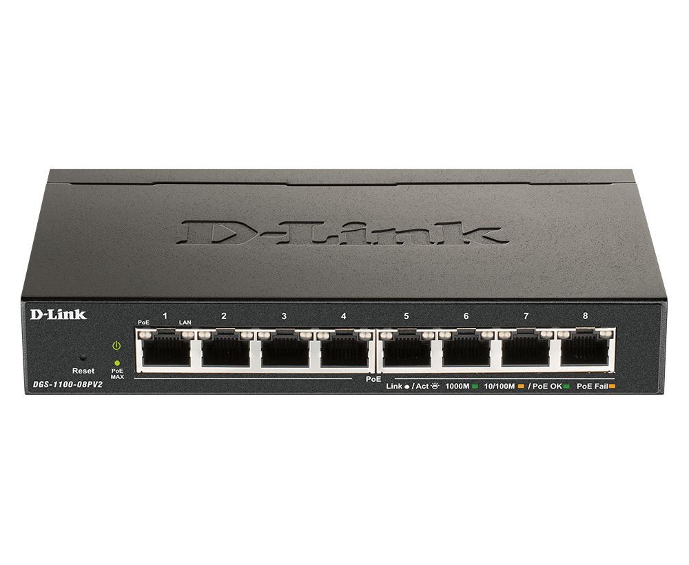 D-Link DGS-1100-08PV2 8-Port Gigabit PoE Smart Managed Switch