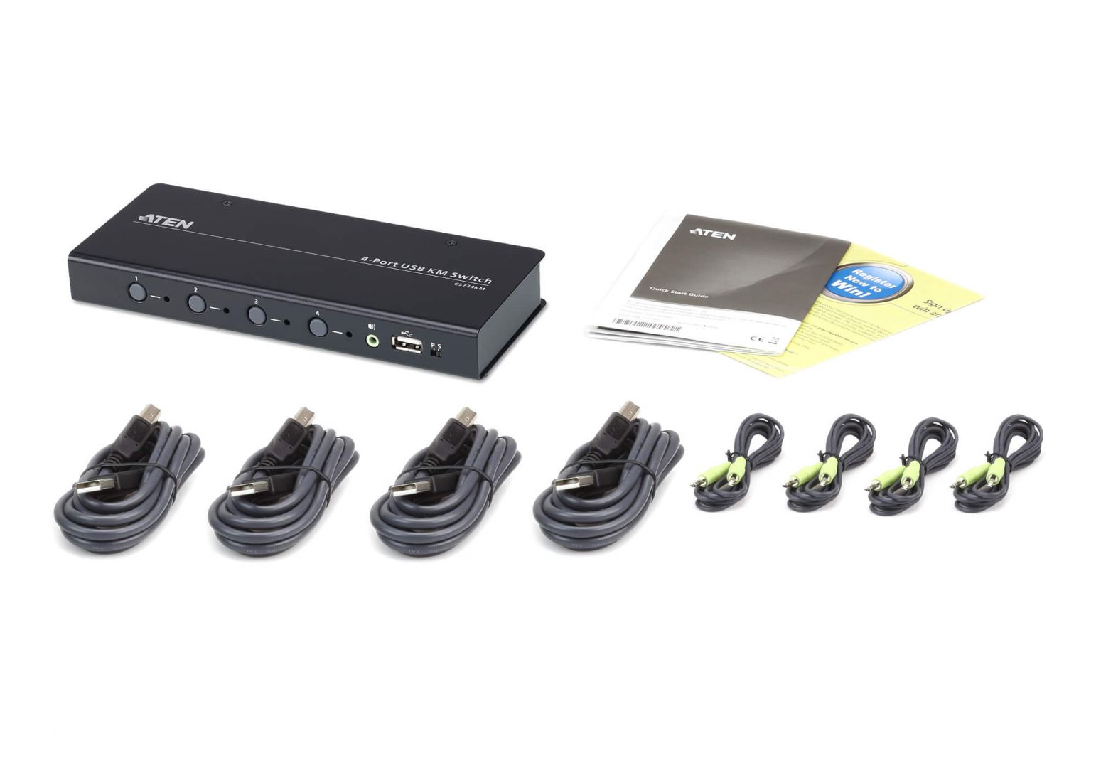 ATEN CS724KM 4-port USB Boundless KM Switch + Cables