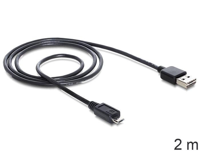 DeLock Cable EASY-USB 2.0 Type-A male > USB 2.0 Type Micro-B male 2m Black