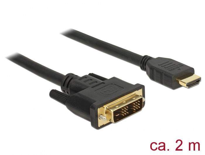 DeLock  HDMI to DVI-D (Single Link) 18+1 cable bidirectional 2 m Black