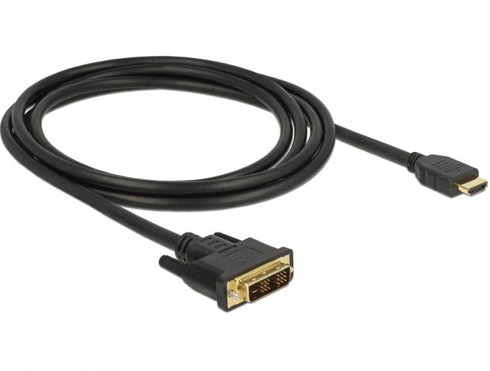 DeLock  HDMI to DVI-D (Single Link) 18+1 cable bidirectional 2 m Black