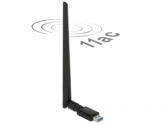 DeLock USB 3.0 Dual Band WLAN ac/a/b/g/n Stick 867 + 300 Mbps with external antenna