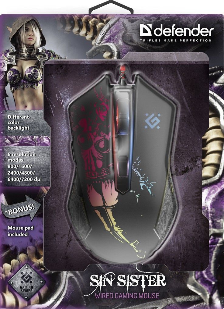 Defender Sin'Sister GM-933 RGB Gaming Mouse Black