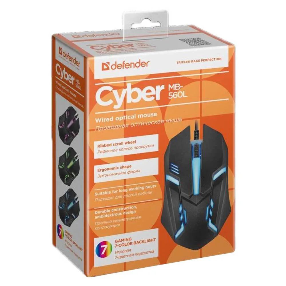 Defender Cyber MB-560L RGB Gaming Mouse Black