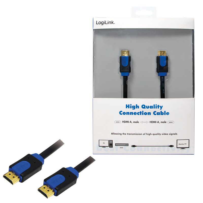 Logilink HDMI High Speed 2x HDMI Type A male 10m cable Black