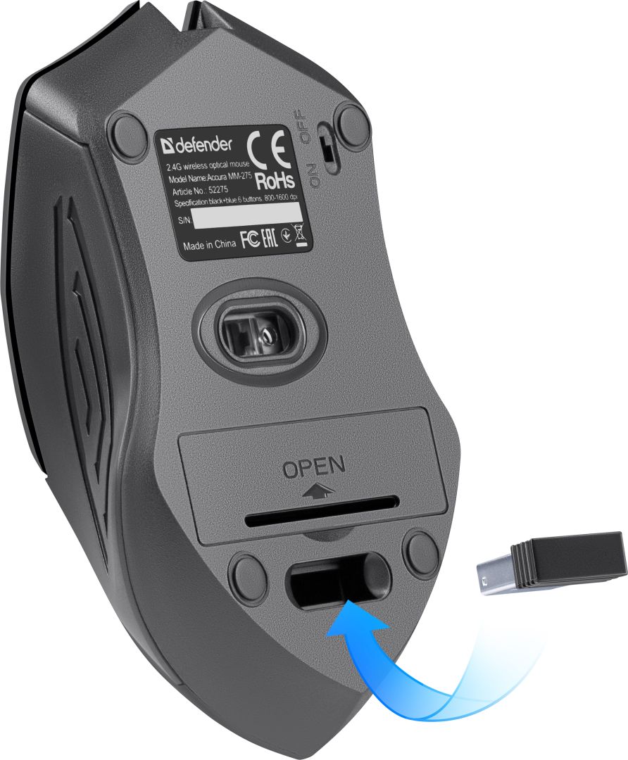 Defender RF Accura MM-275 Wireless Mouse Black/Blue