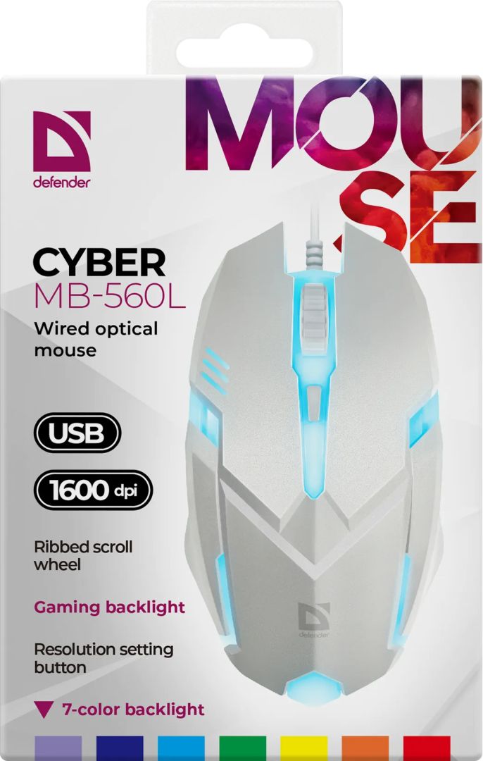 Defender Cyber MB-560L RGB Gaming Mouse White