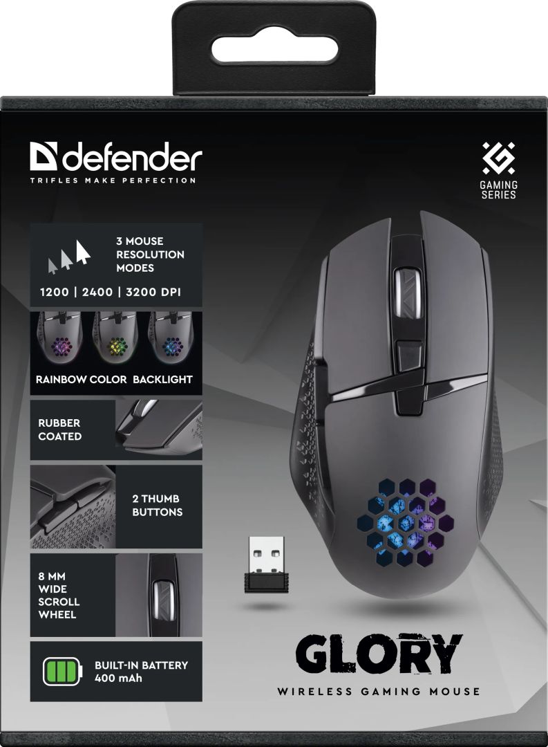 Defender Glory GM-514 Wireless RGB Gaming Mouse Black