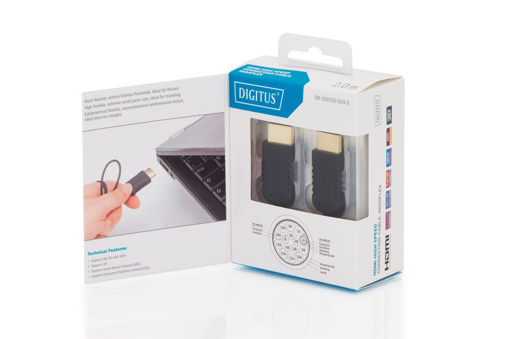 Digitus HDMI High Speed connection cable, type A, HighFlex