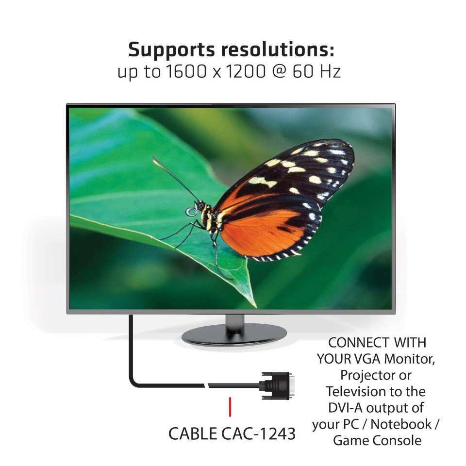 Club3D DVI-A (Analog VGA) to VGA cable 3m Black