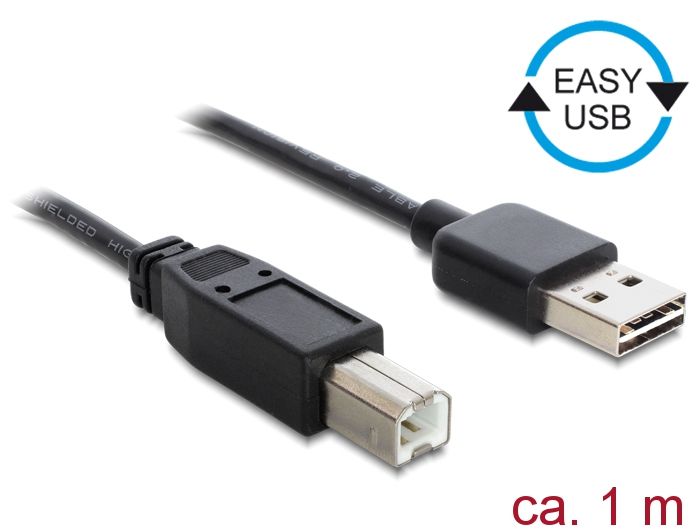 DeLock Cable EASY-USB 2.0 Type-A male > USB 2.0 Type-B male