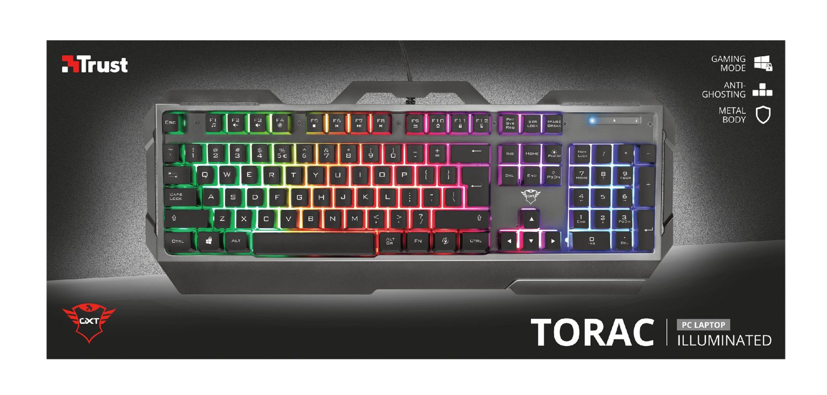 Trust GXT 856 Torac RGB Illuminated Gaming Keyboard Black HU