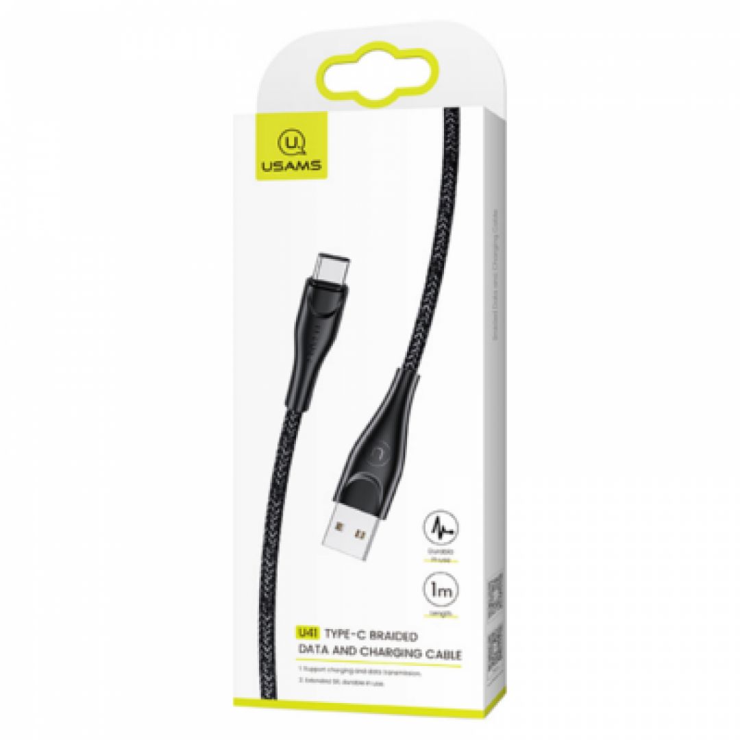 Usams U41 Type-C Braided Data and Charging Cable 1m Black