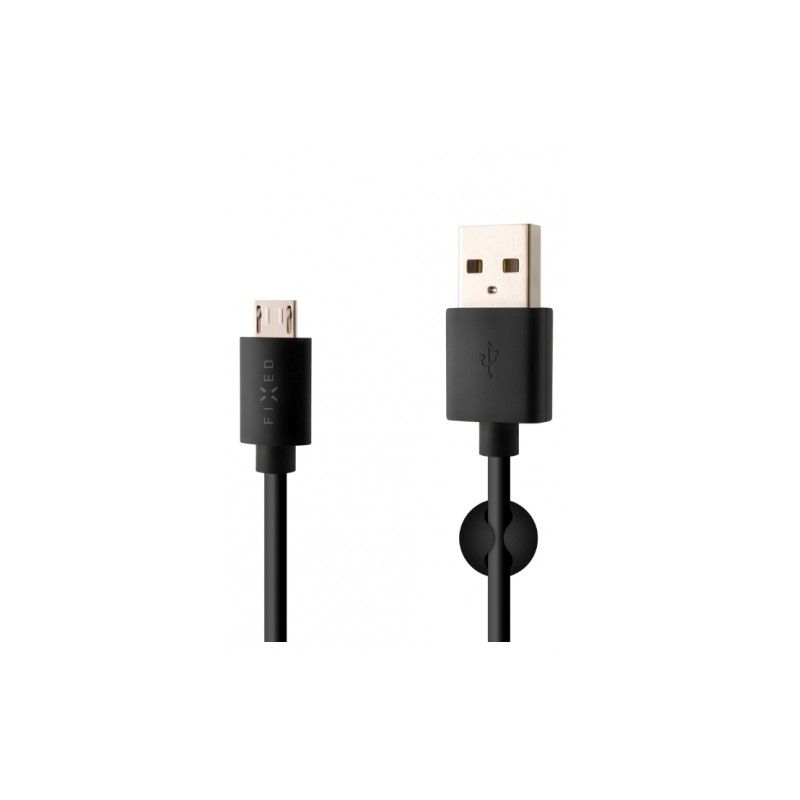 FIXED adat és töltőkábel,USB/micro USB csatlakozók, 1 méter, 12W Fekete