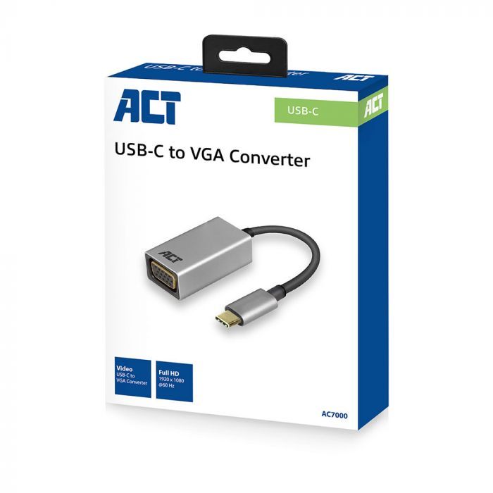 ACT AC7000 USB-C to VGA Converter Silver