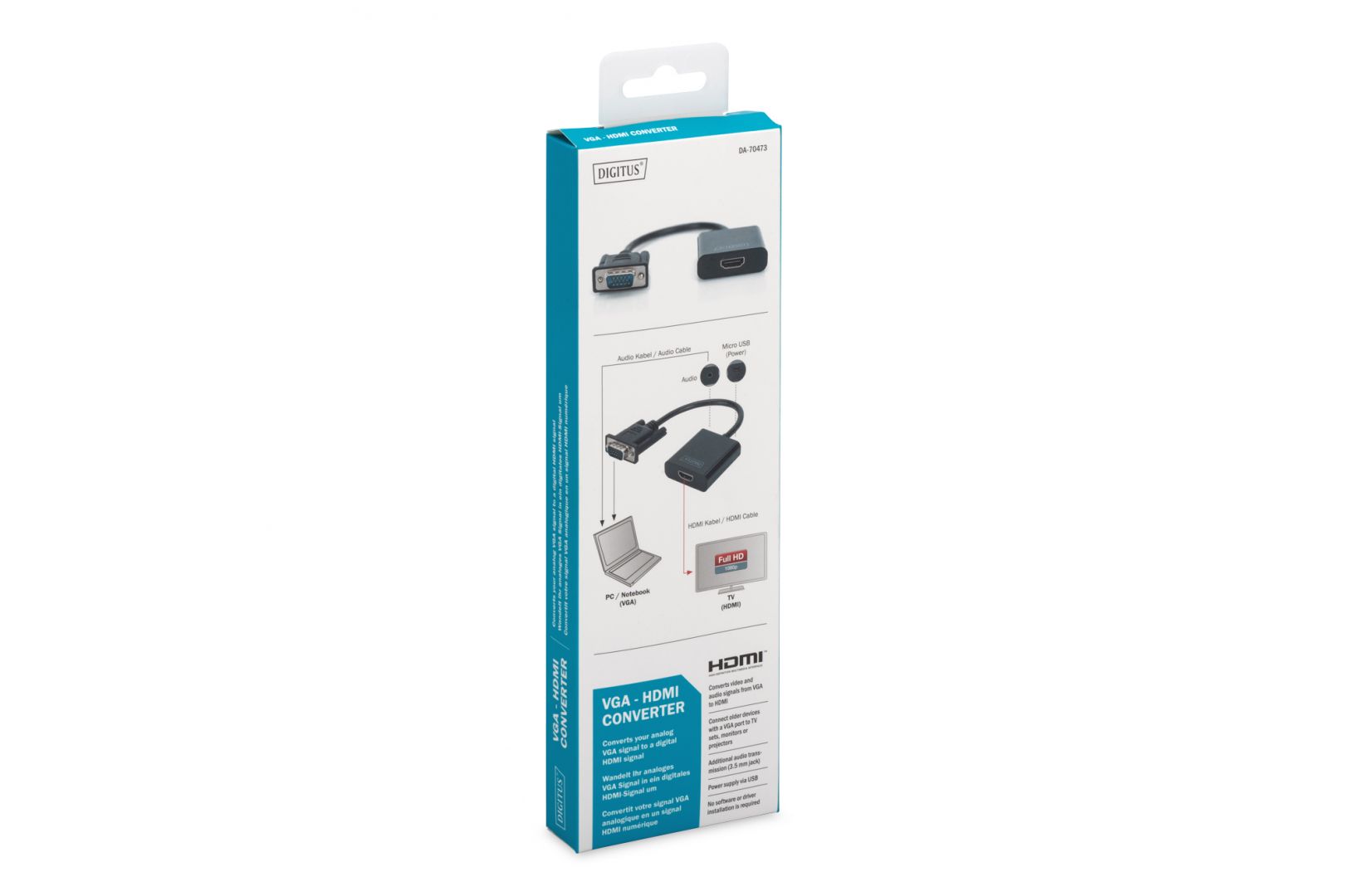 Digitus VGA to HDMI Converter + Audio (3.5mm) Black