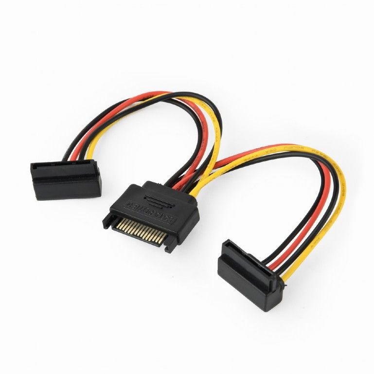 Gembird CC-SATAM2F-02 cable power SATA 15 pin -> 2x SATA HDD angled connectors 0,15m 