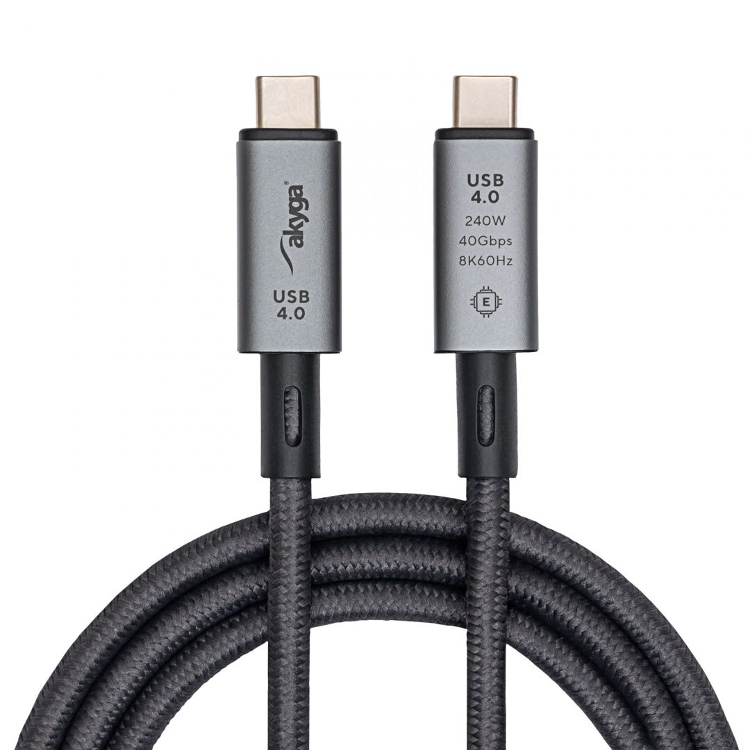 Akyga AK-USB-45 40Gb/s 240W USB4 type C cable 1m Grey
