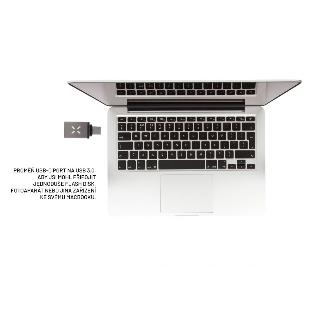 FIXED USB-C - USB-A átalakító, aluminum, szürke