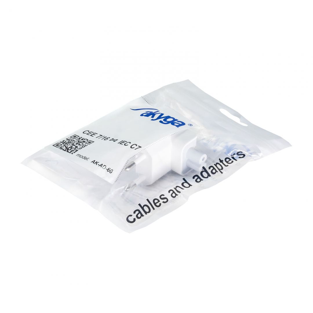Akyga AK-AD-60 EU CEE 7/16-C7 Adapter White