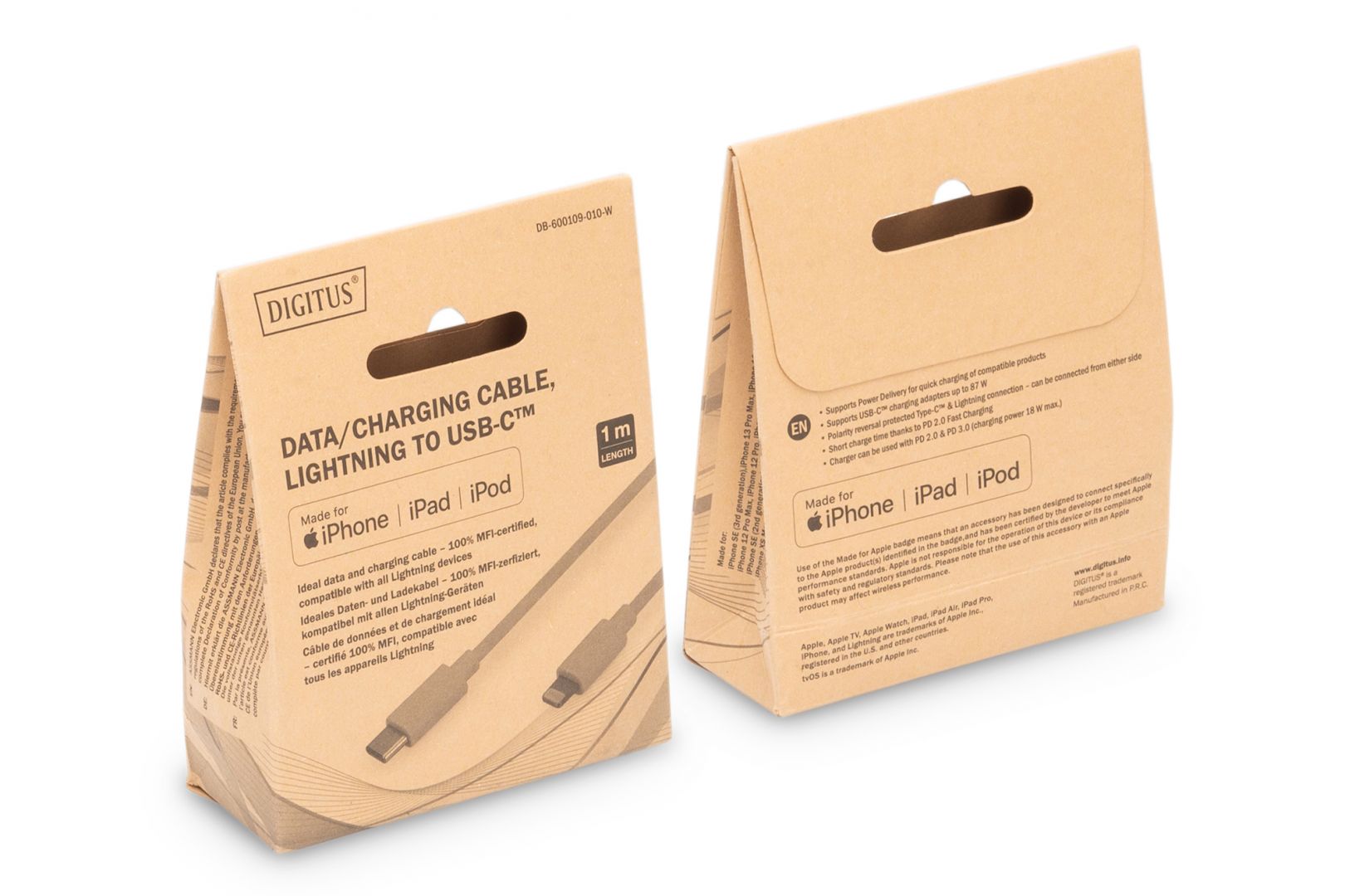 Digitus Data / Charger Cable USB-C - Lightning MFI 1m White