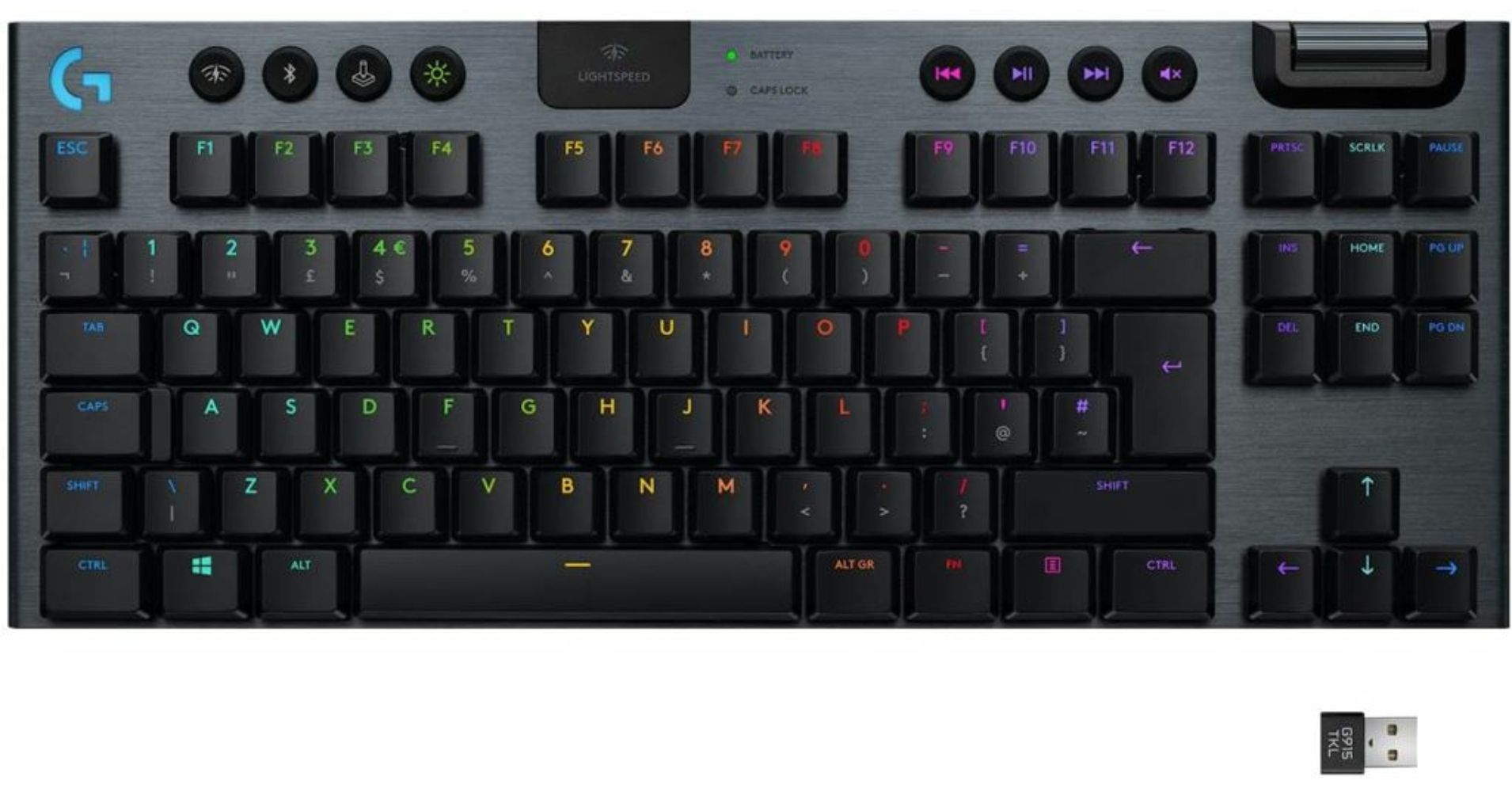 Logitech G915 TKL Lightspeed Wireless RGB GL Tactile Mechanical Gaming Keyboard Carbon US