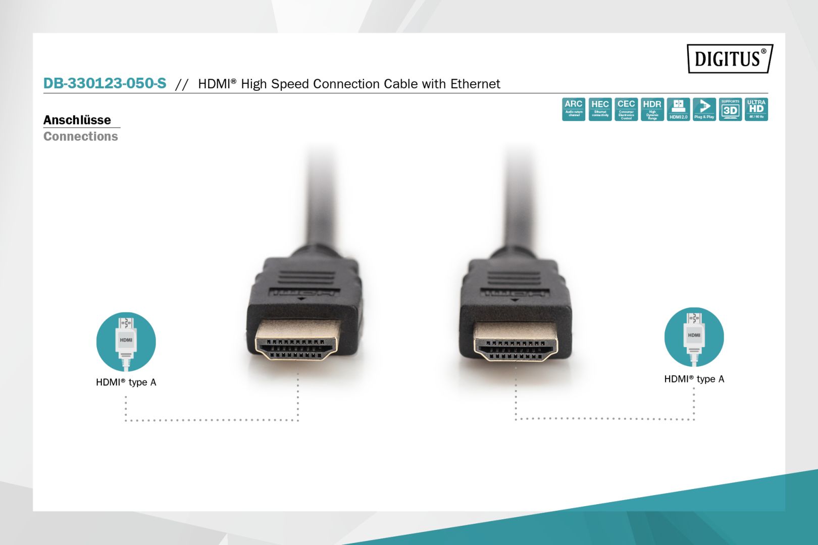 Digitus HDMI High Speed with Ethernet Connection Cable 5m Black