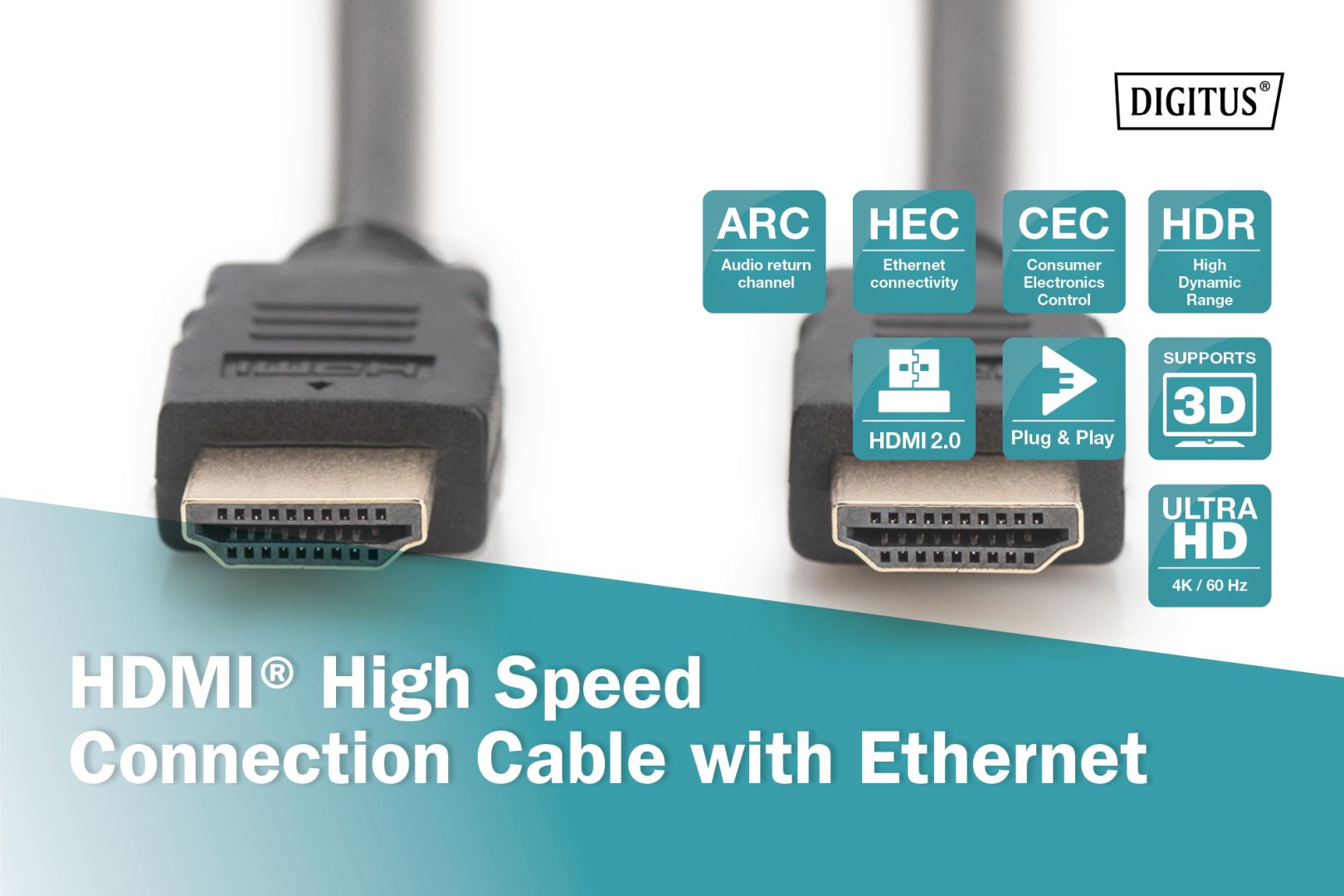 Digitus HDMI High Speed with Ethernet Connection Cable 5m Black
