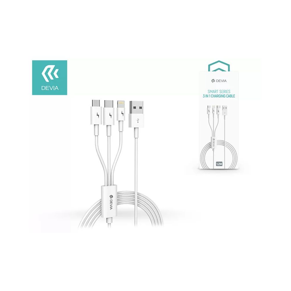 Devia Smart Series 3 In 1 Charging Cable 1,2m White