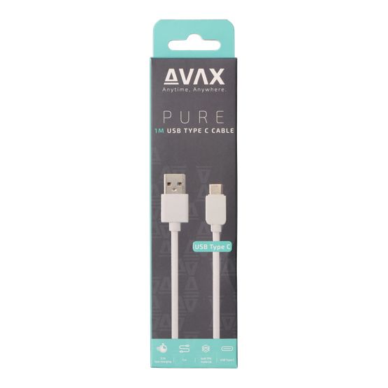 Avax CB103W PURE USB-A - Type-C 1m Cable White