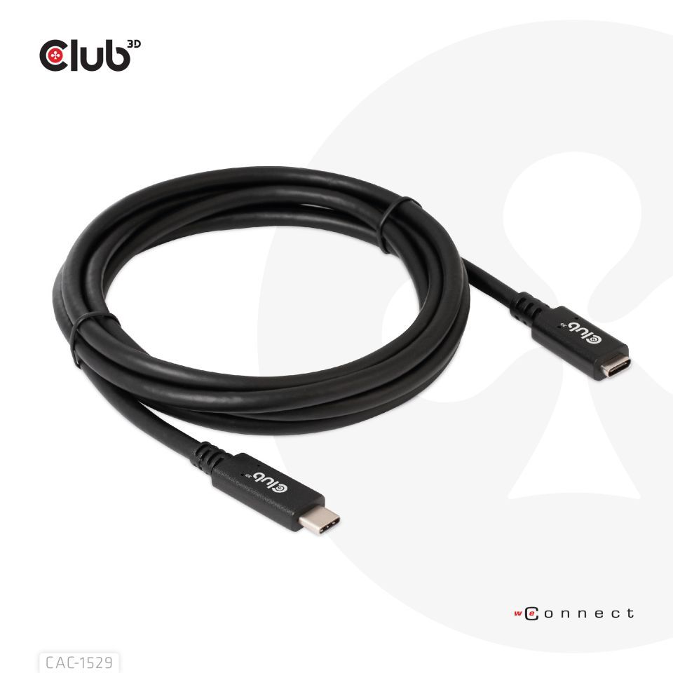 Club3D USB Gen1 Type-C Extension cable 2m Black
