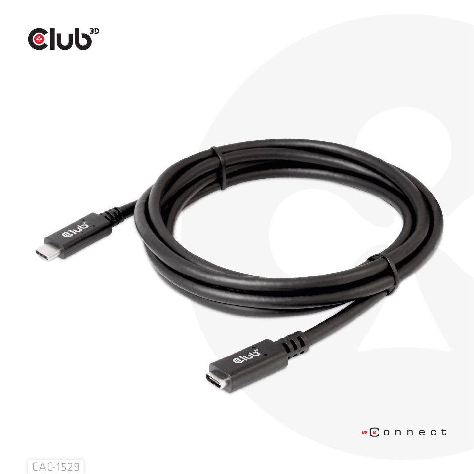 Club3D USB Gen1 Type-C Extension cable 2m Black