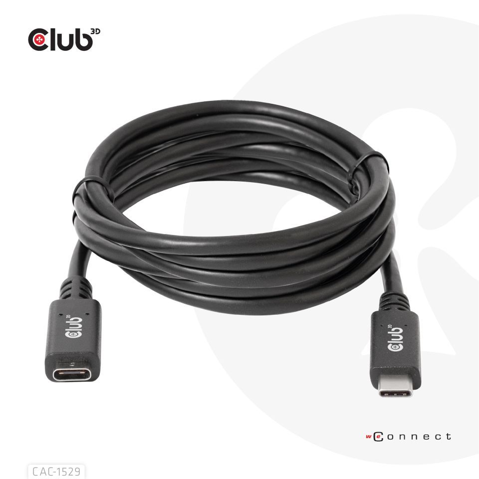 Club3D USB Gen1 Type-C Extension cable 2m Black