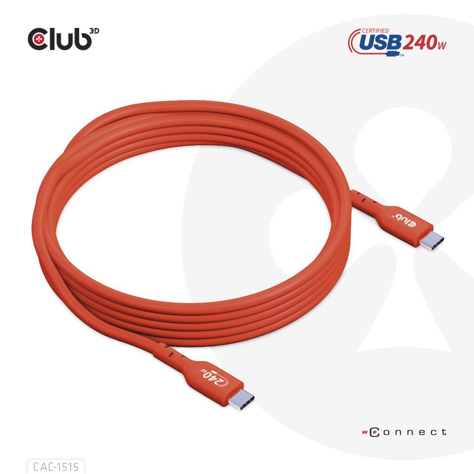 Club3D USB2 Type-C cable 4m Red
